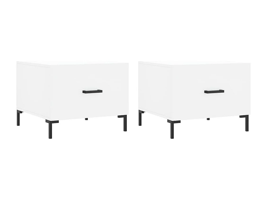 Salontafels 2 stuks wit 50x50x40 cm bewerkt hout