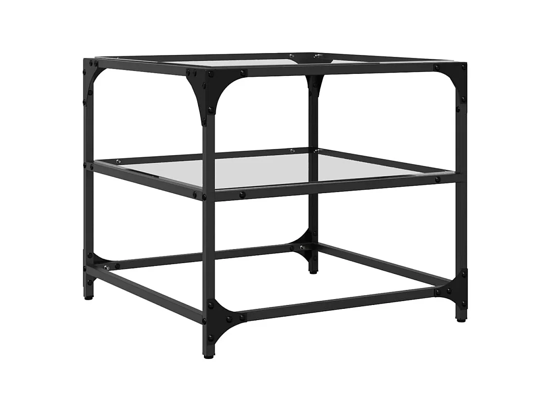 Tavolini con piano in vetro trasparente 2 pezzi in acciaio