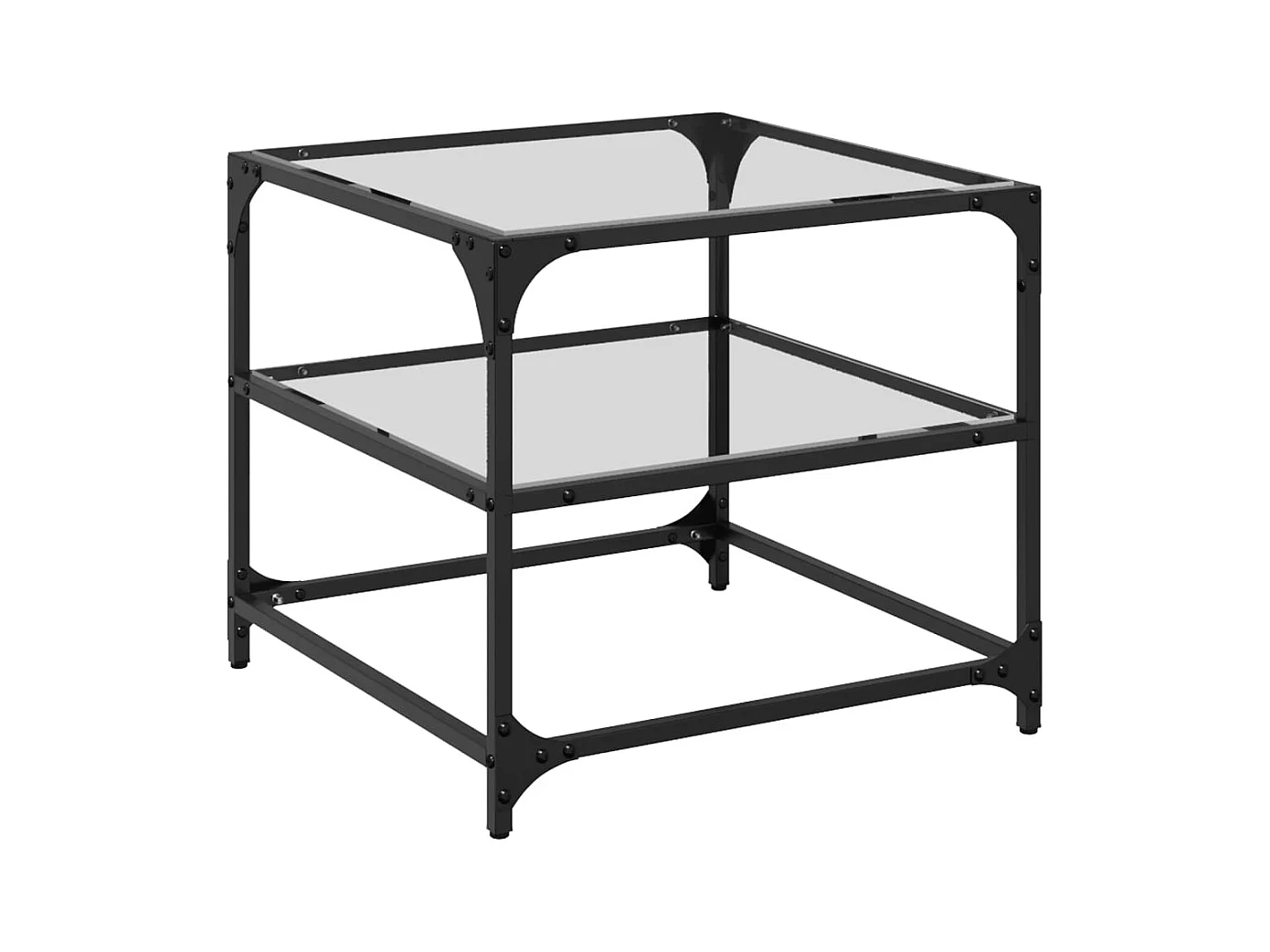 Tavolini con piano in vetro trasparente 2 pezzi in acciaio