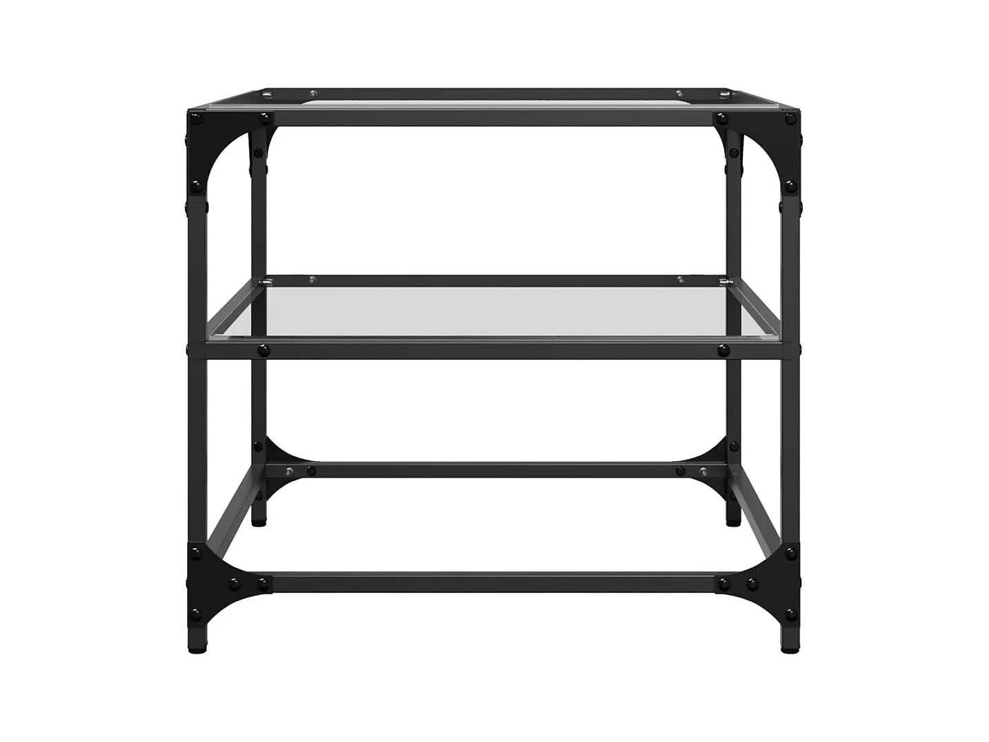 Tavolini con piano in vetro trasparente 2 pezzi in acciaio