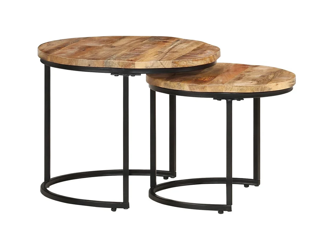 Tables gigognes 2 pcs Bois de manguier brut