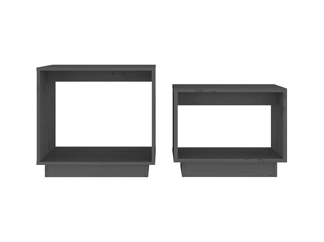 Tables basses gigognes 2 pcs Gris Bois de pin massif