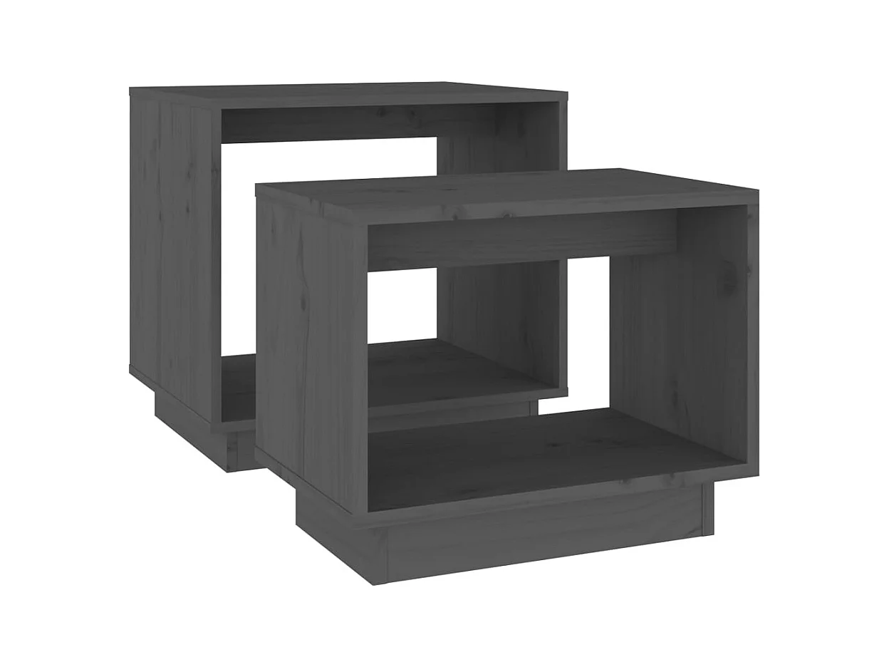 Tables basses gigognes 2 pcs Gris Bois de pin massif