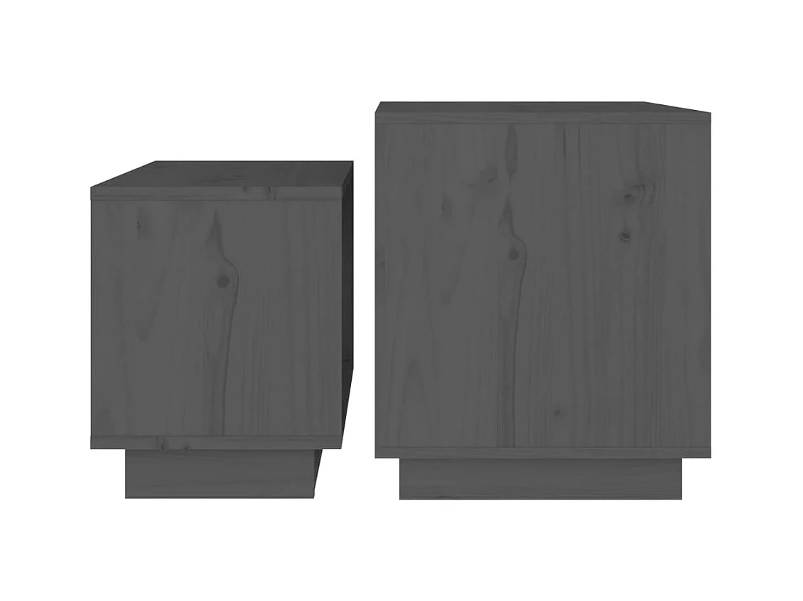 Tables basses gigognes 2 pcs Gris Bois de pin massif