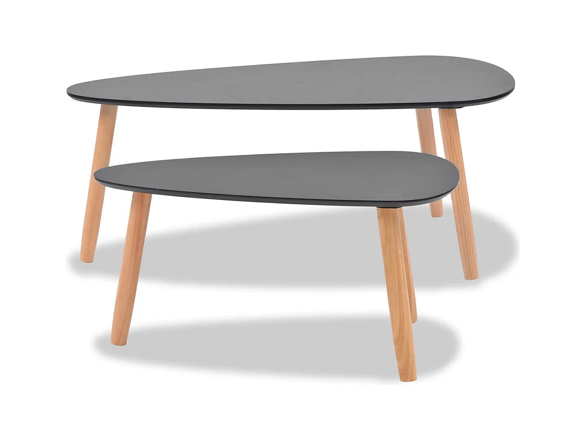 Ensemble de tables basses 2 pcs Bois de pin massif Noir