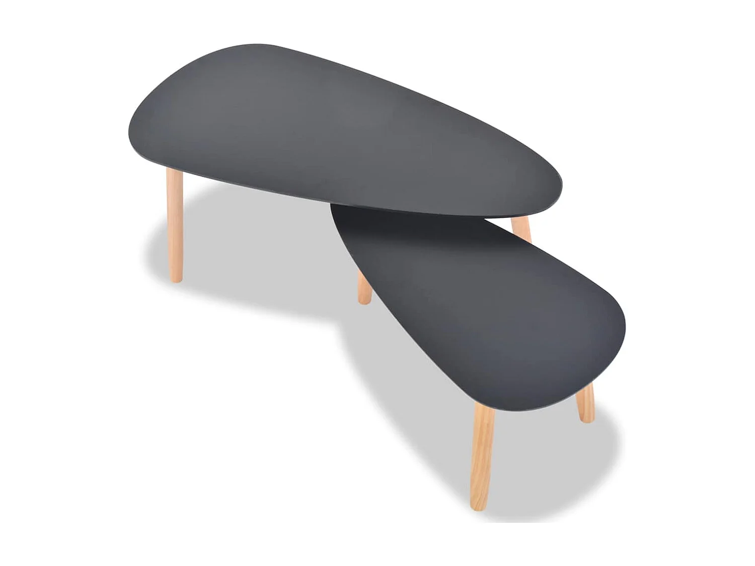 Ensemble de tables basses 2 pcs Bois de pin massif Noir