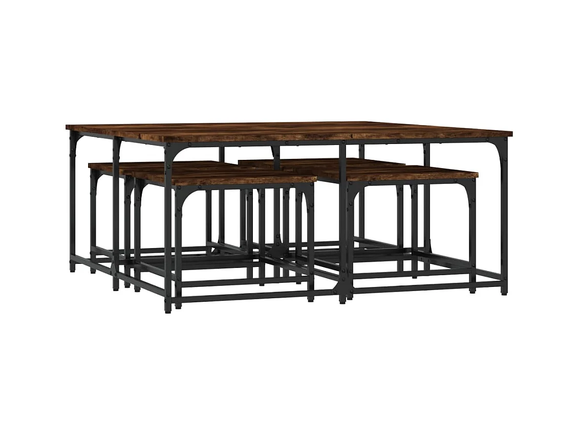 Tables basses gigognes 5 pcs chêne fumé bois d'ingénierie