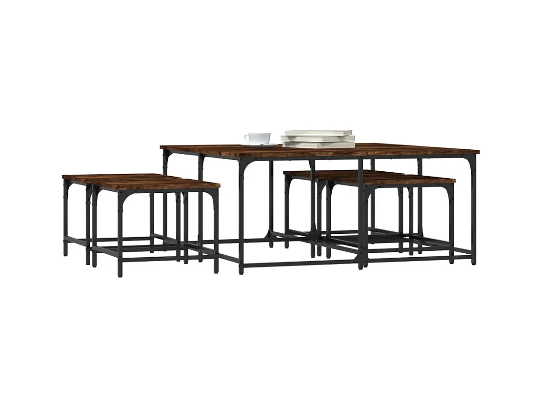 Tables basses gigognes 5 pcs chêne fumé bois d'ingénierie
