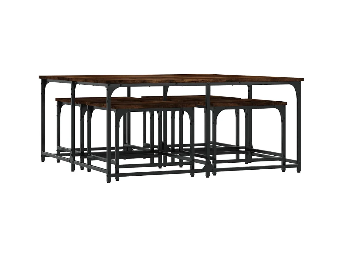 Tables basses gigognes 5 pcs chêne fumé bois d'ingénierie
