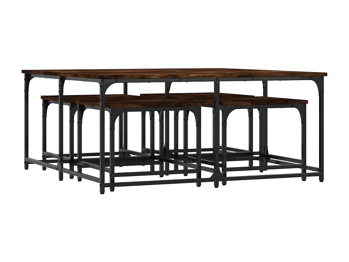 Tables basses gigognes 5 pcs chêne fumé bois d'ingénierie