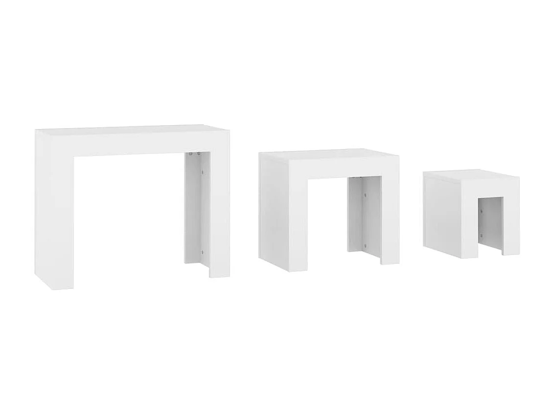 Tables basses gigognes 3 pcs Blanc Bois d’ingénierie