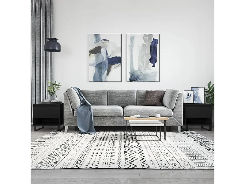 Tavolini da caffè 2 pezzi neri 50x46x50 cm in legno ingegnerizzato