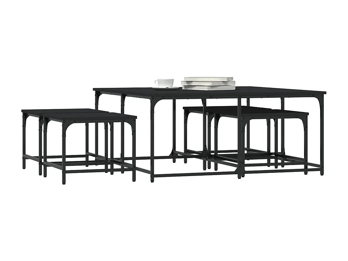 Tables basses gigognes 5 pcs noir bois d'ingénierie