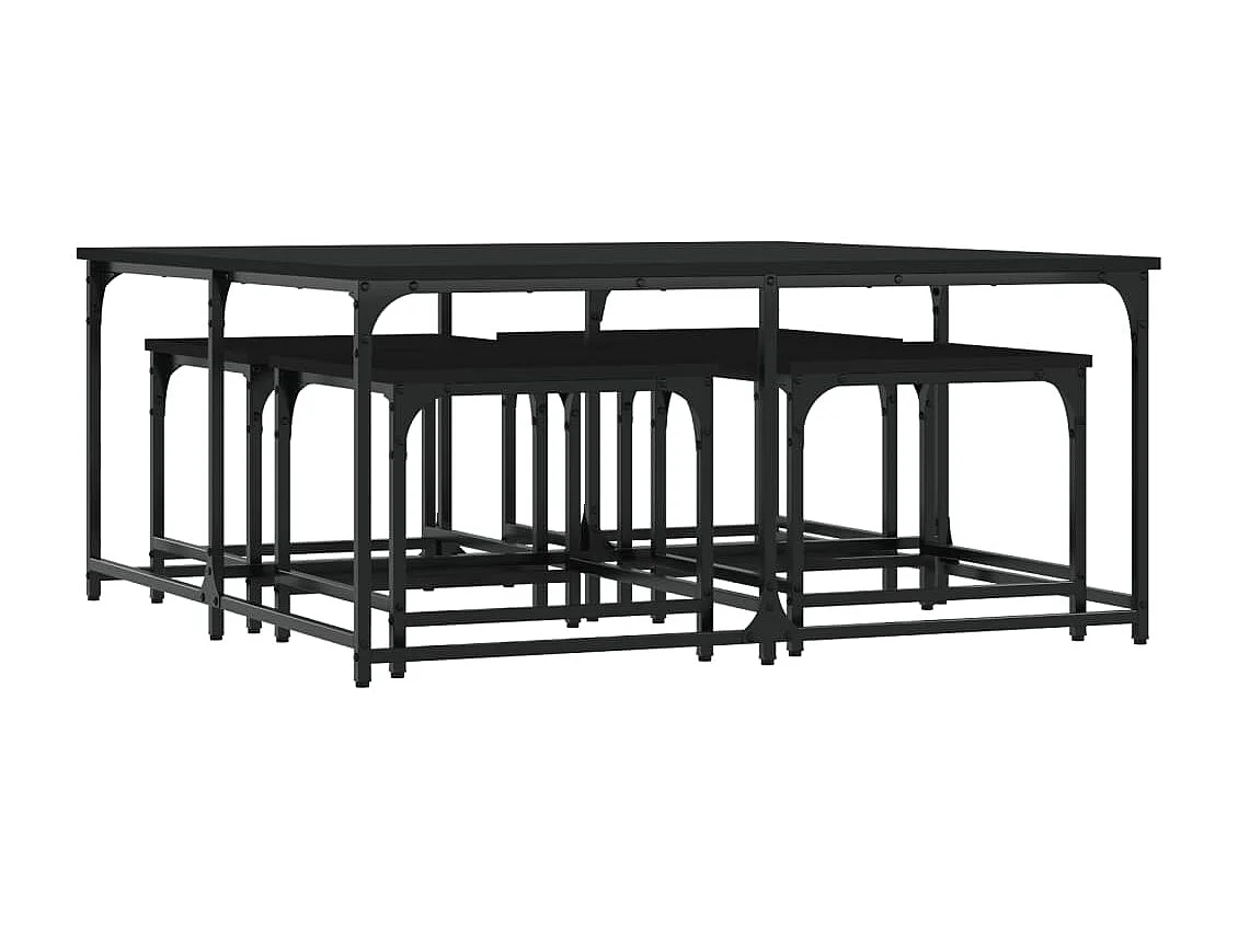 Tables basses gigognes 5 pcs noir bois d'ingénierie