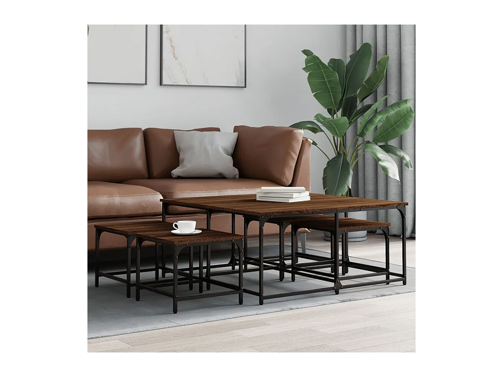 Tables basses gigognes 5 pcs chêne marron bois d'ingénierie