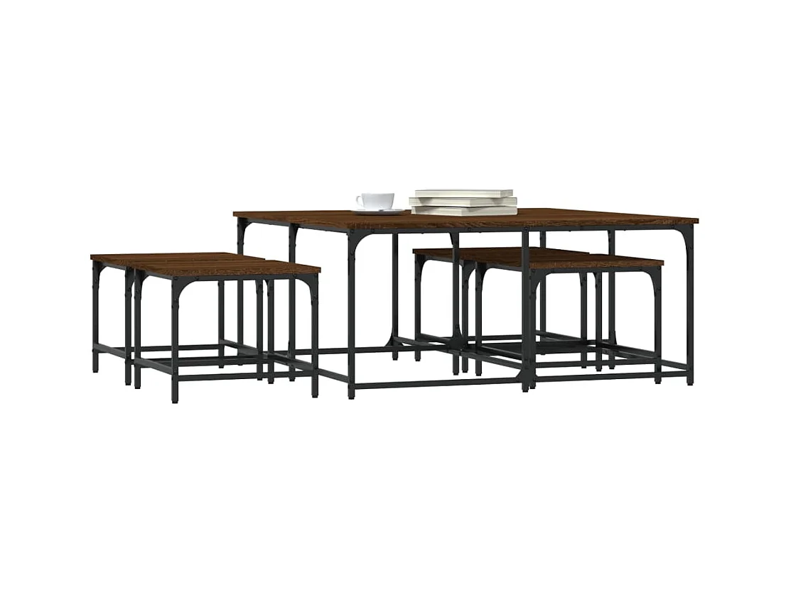 Tables basses gigognes 5 pcs chêne marron bois d'ingénierie