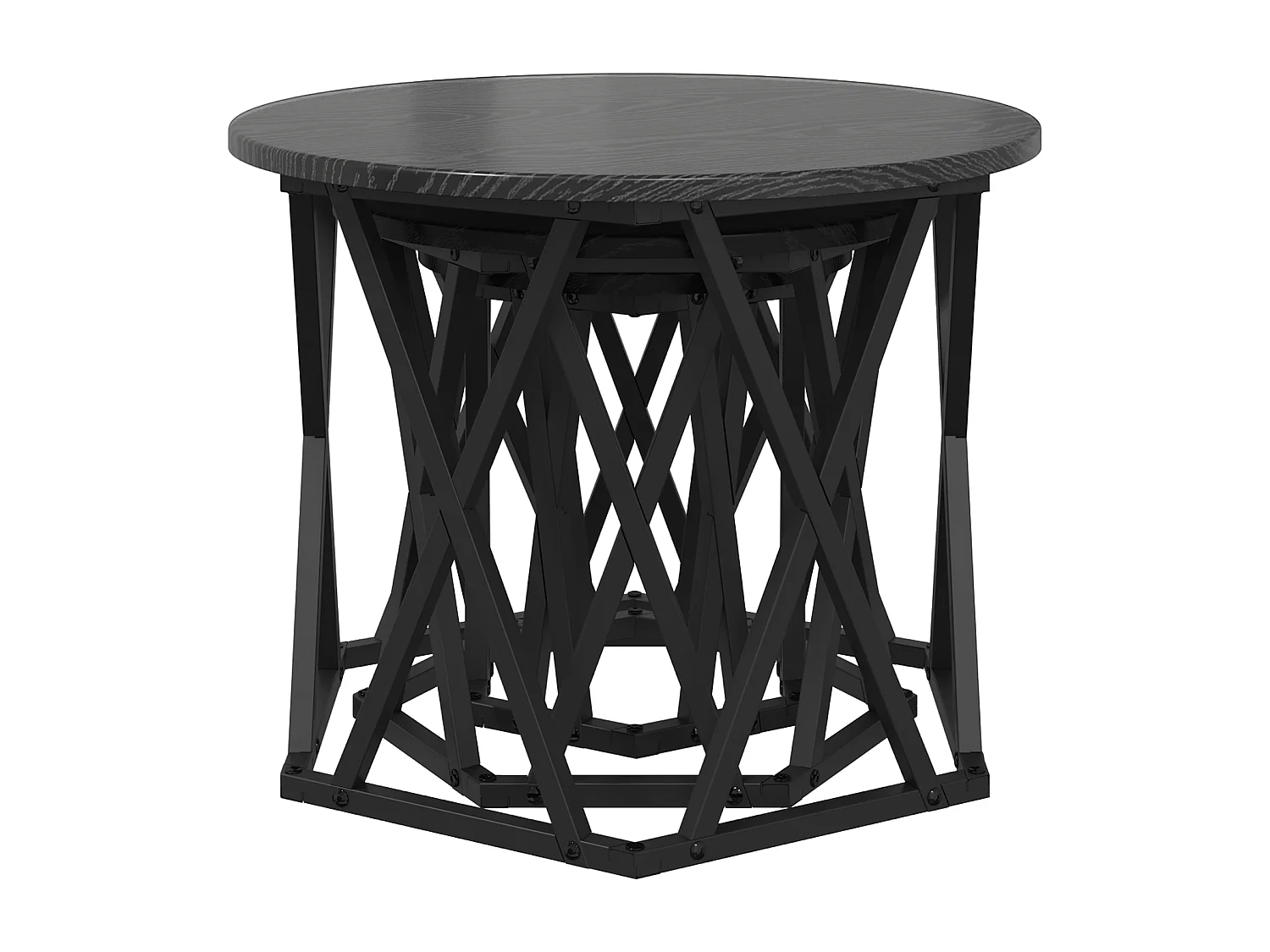 Tables d'appoint empilables 3 pcs Bois d'ingénierie Chêne Noir