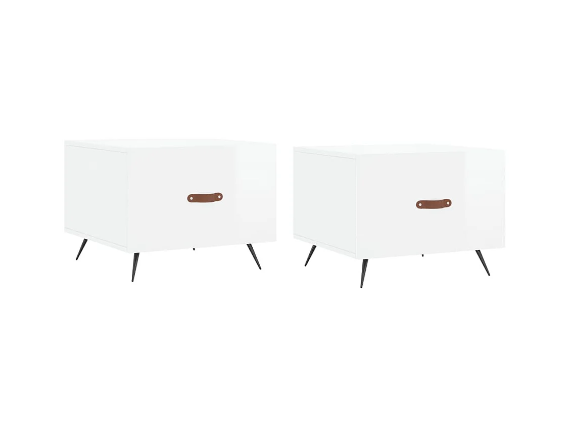 Tavolini da caffè 2 pezzi bianco lucido 50x50x40cm in legno ingegnerizzato