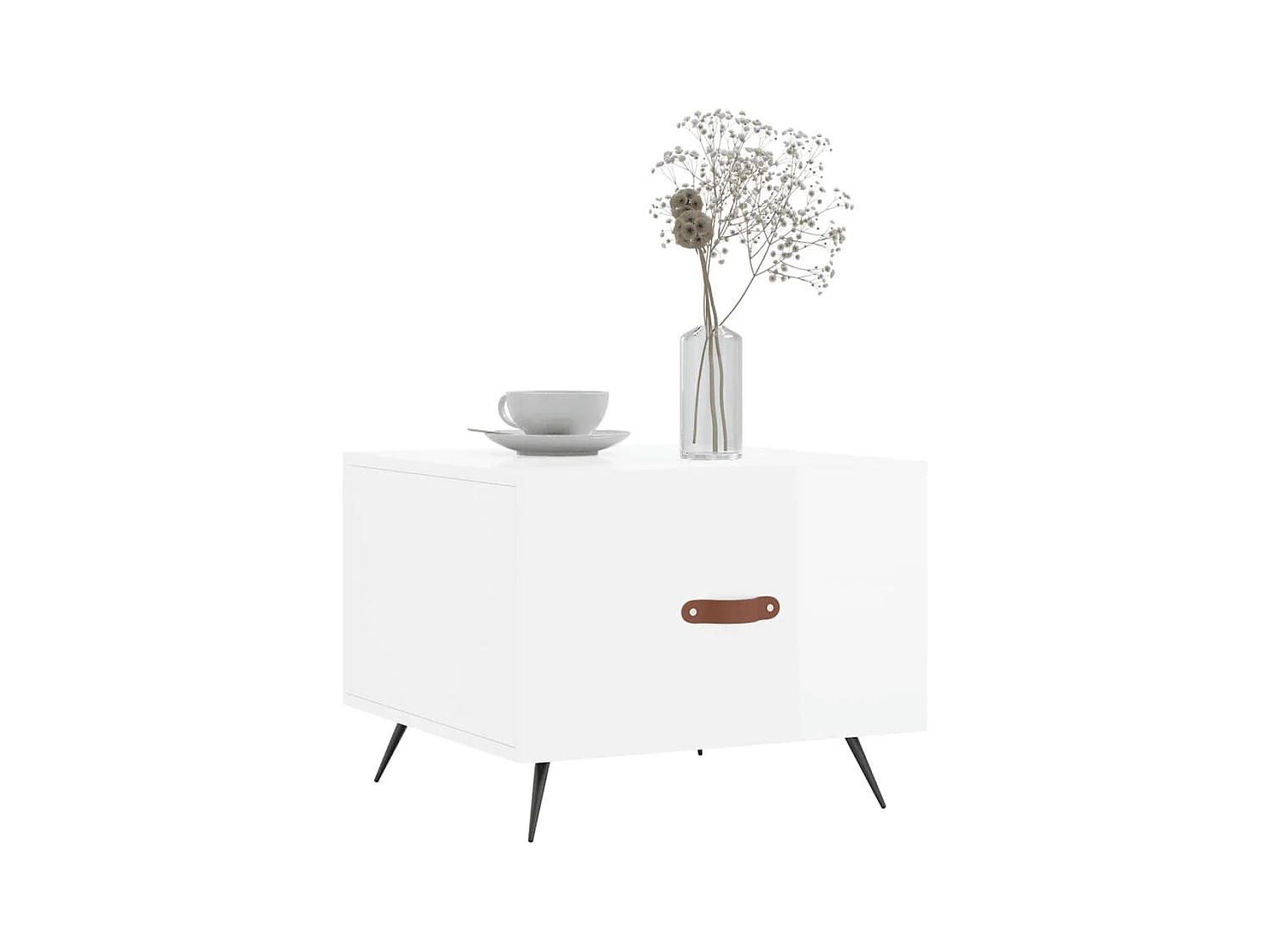 Tavolini da caffè 2 pezzi bianco lucido 50x50x40cm in legno ingegnerizzato