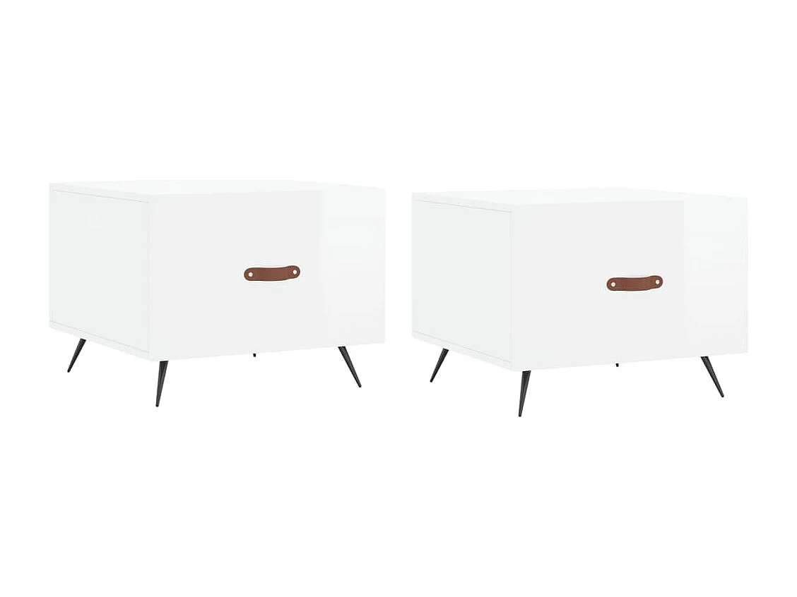 Tables basses 2 pcs blanc brillant 50x50x40cm bois d'ingénierie