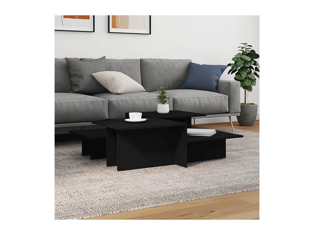 Tavolini da caffè 2 pezzi in legno ingegnerizzato nero