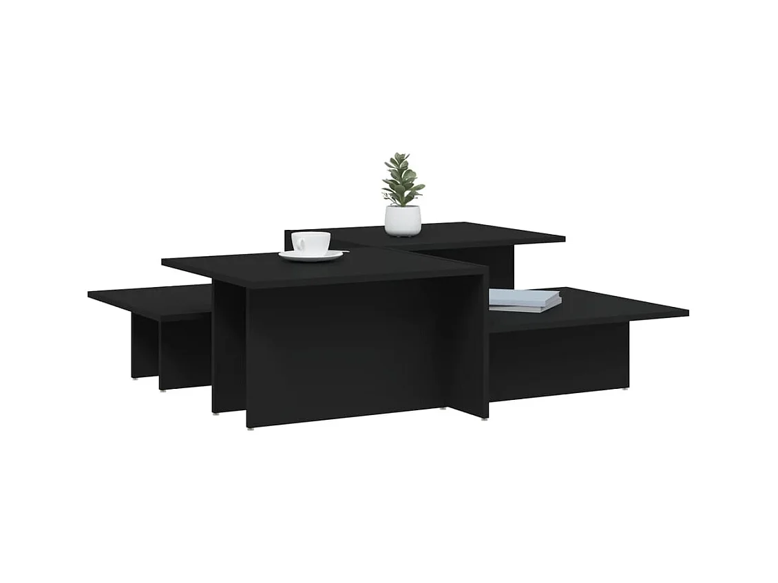 Tavolini da caffè 2 pezzi in legno ingegnerizzato nero