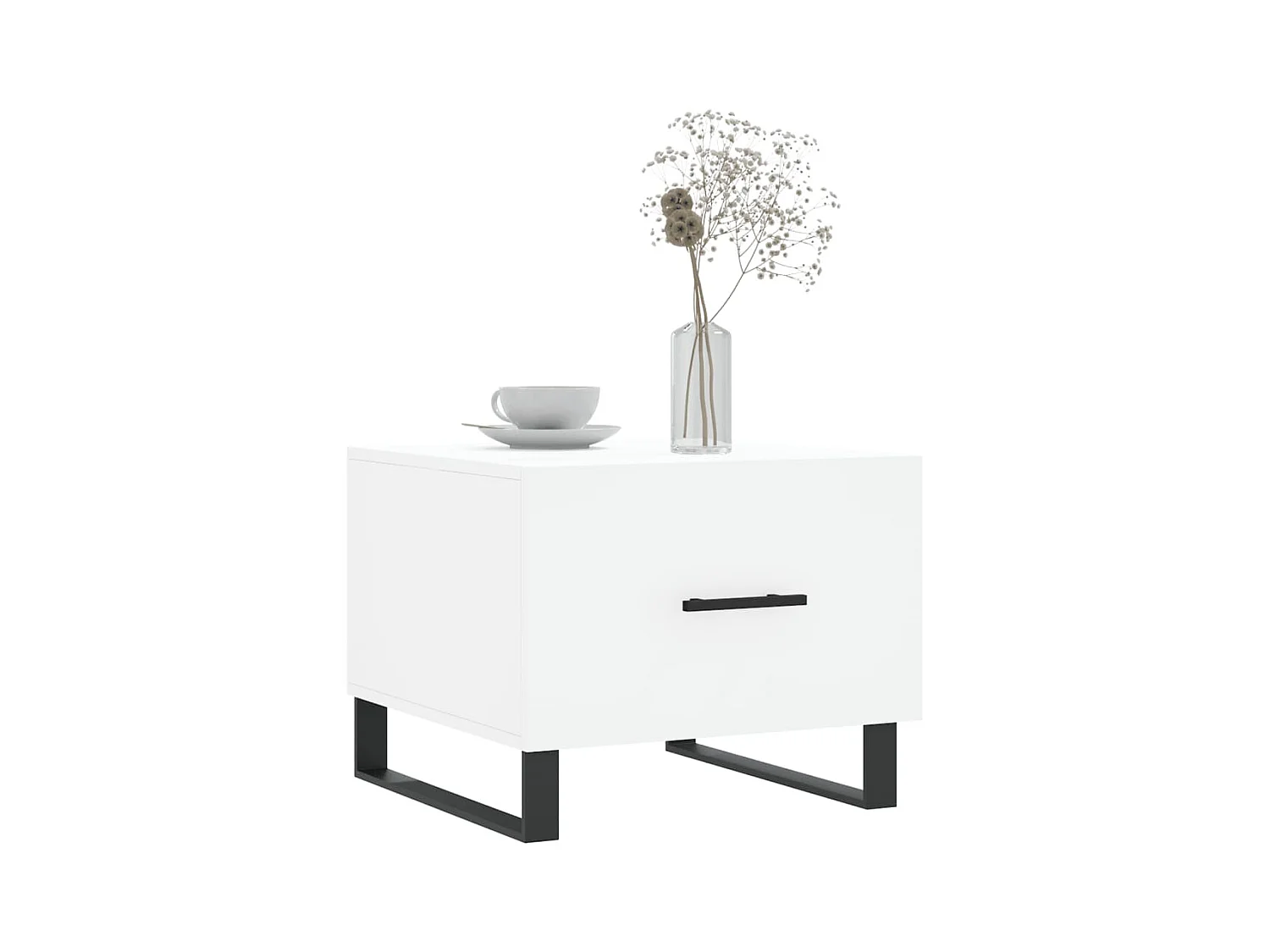 Salontafels 2 stuks wit 50x50x40 cm bewerkt hout