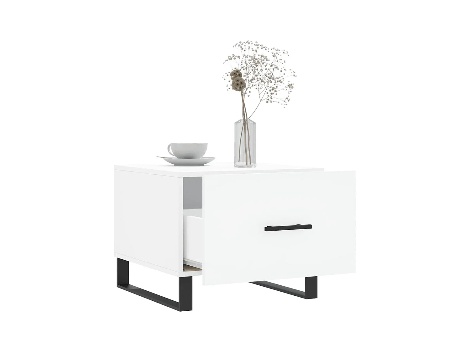 Salontafels 2 stuks wit 50x50x40 cm bewerkt hout