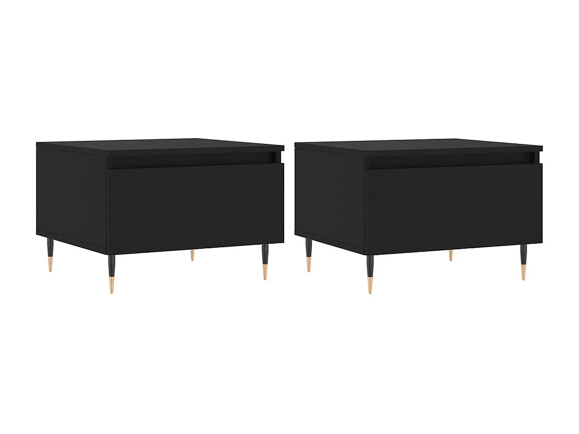 Tables basses 2 pcs noir 50x46x35 cm bois d'ingénierie