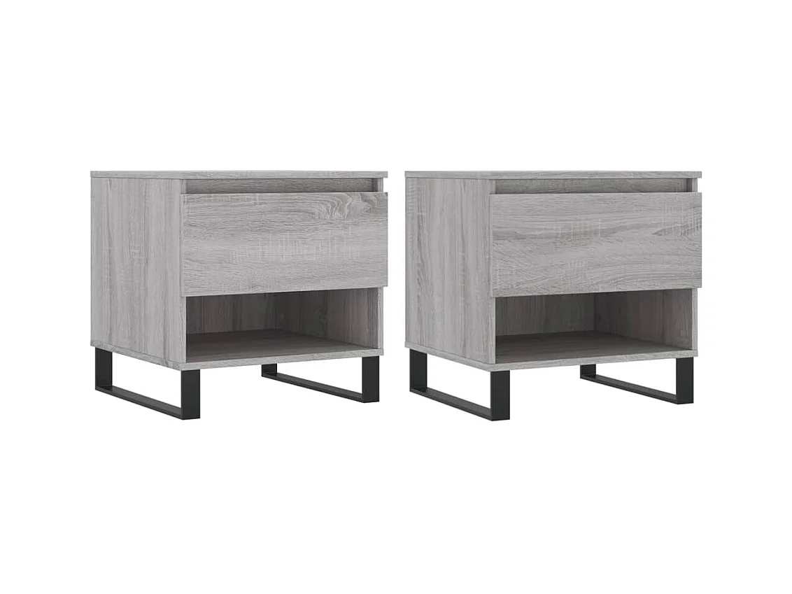 Tavolini da caffè 2 pezzi grigio sonoma 50x46x50 cm in legno ingegnerizzato