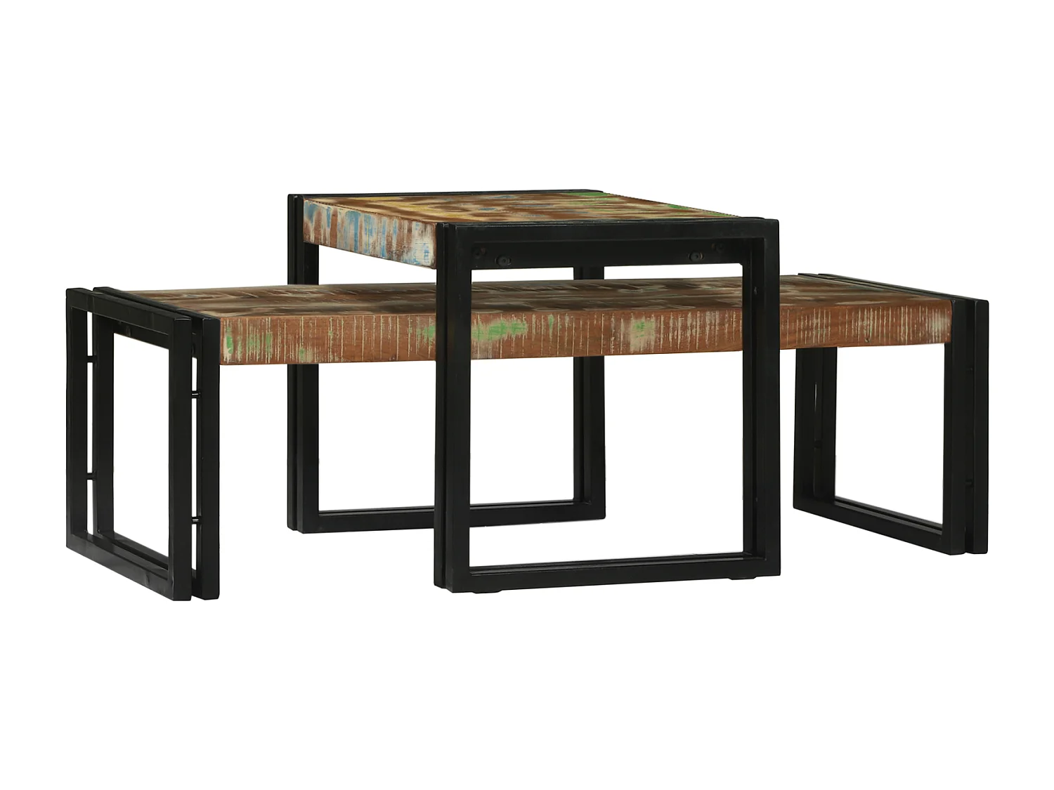Ensemble de 2 Tables Basses en Bois Massif Récupéré