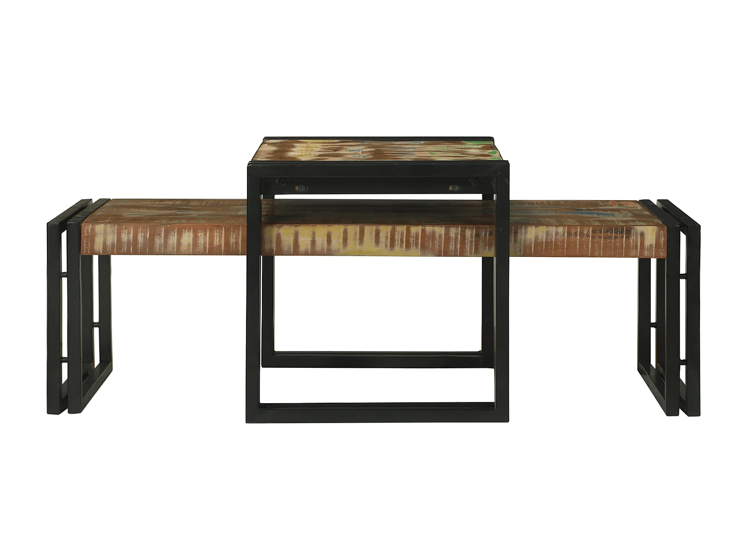 Ensemble de 2 Tables Basses en Bois Massif Récupéré