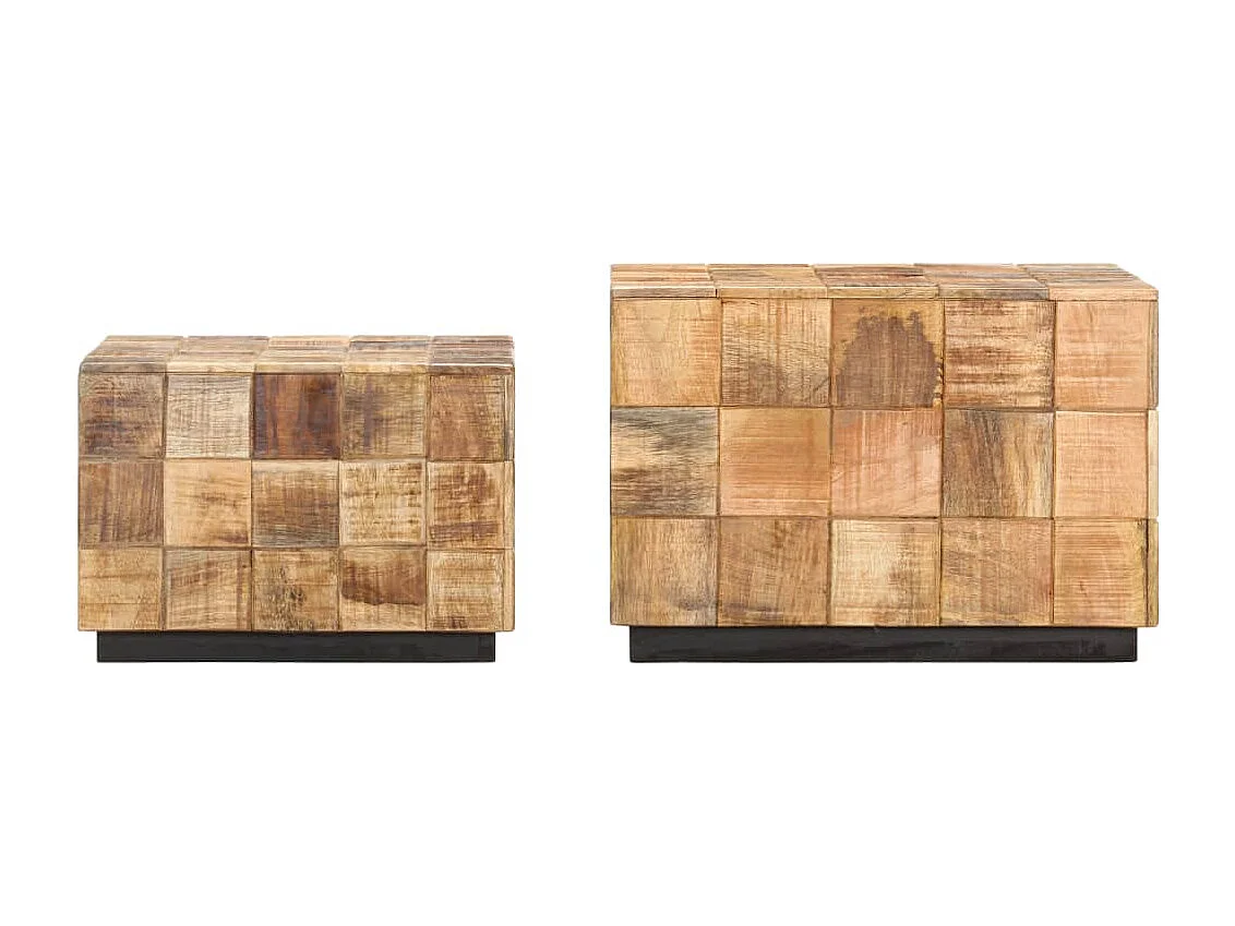 mesas de centro con diseño de bloques de madera de mango rugosa