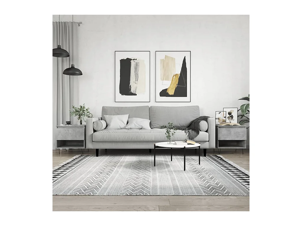 Salontafels 2 stuks betongrijs 50x46x50 cm bewerkt hout