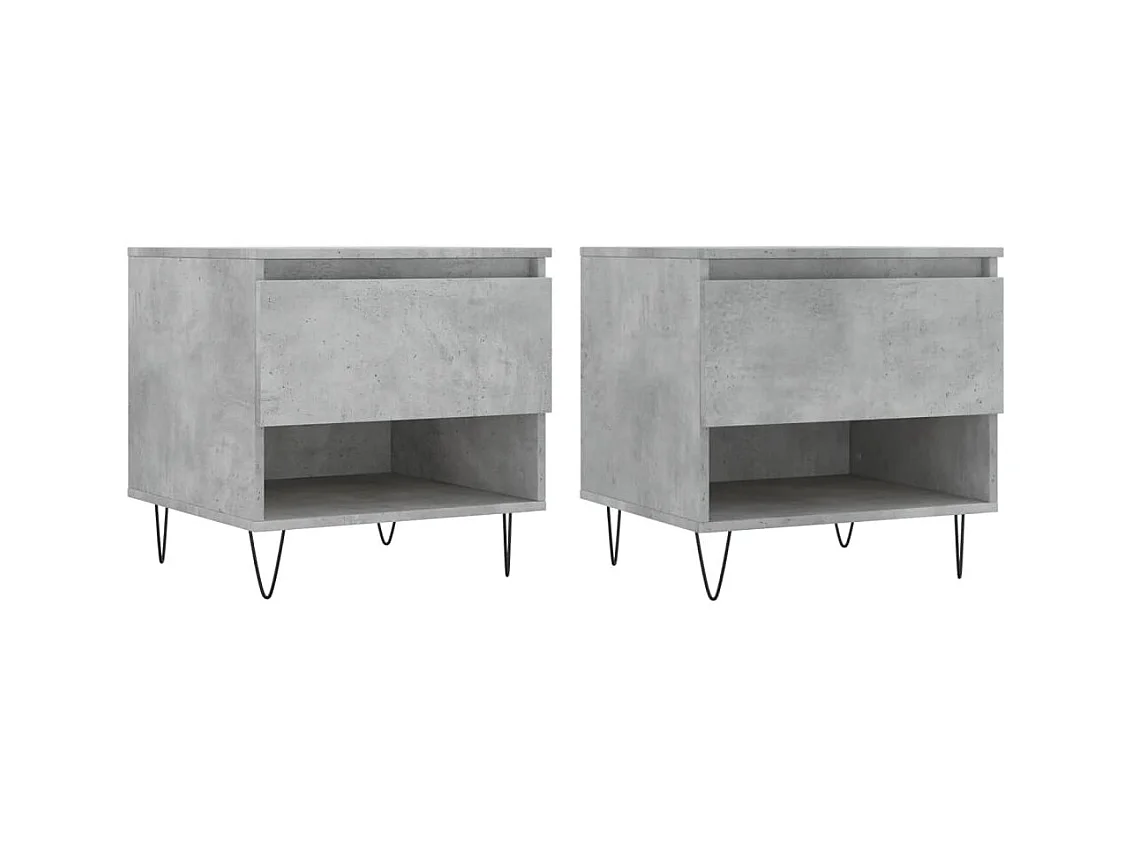 Tables basses 2 pcs gris béton 50x46x50 cm bois d'ingénierie