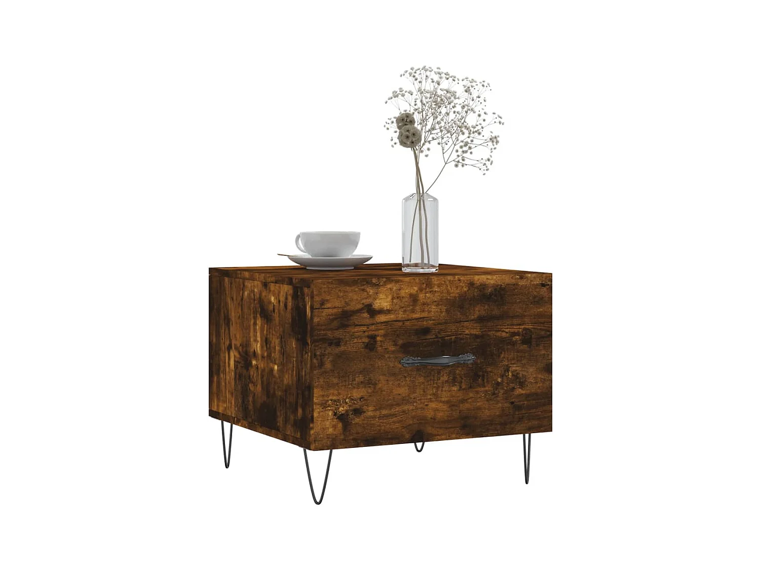 Tavolini da caffè 2 pezzi rovere affumicato 50x50x40 cm in legno ingegnerizzato