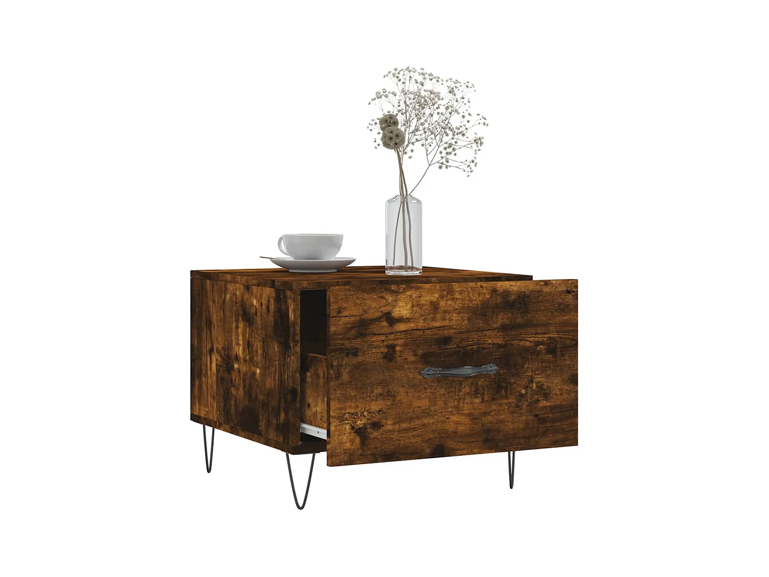 Tavolini da caffè 2 pezzi rovere affumicato 50x50x40 cm in legno ingegnerizzato