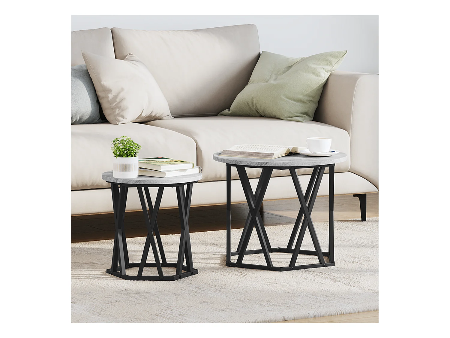 Tables d'appoint 2 pcs Gris Sonoma en bois aggloméré