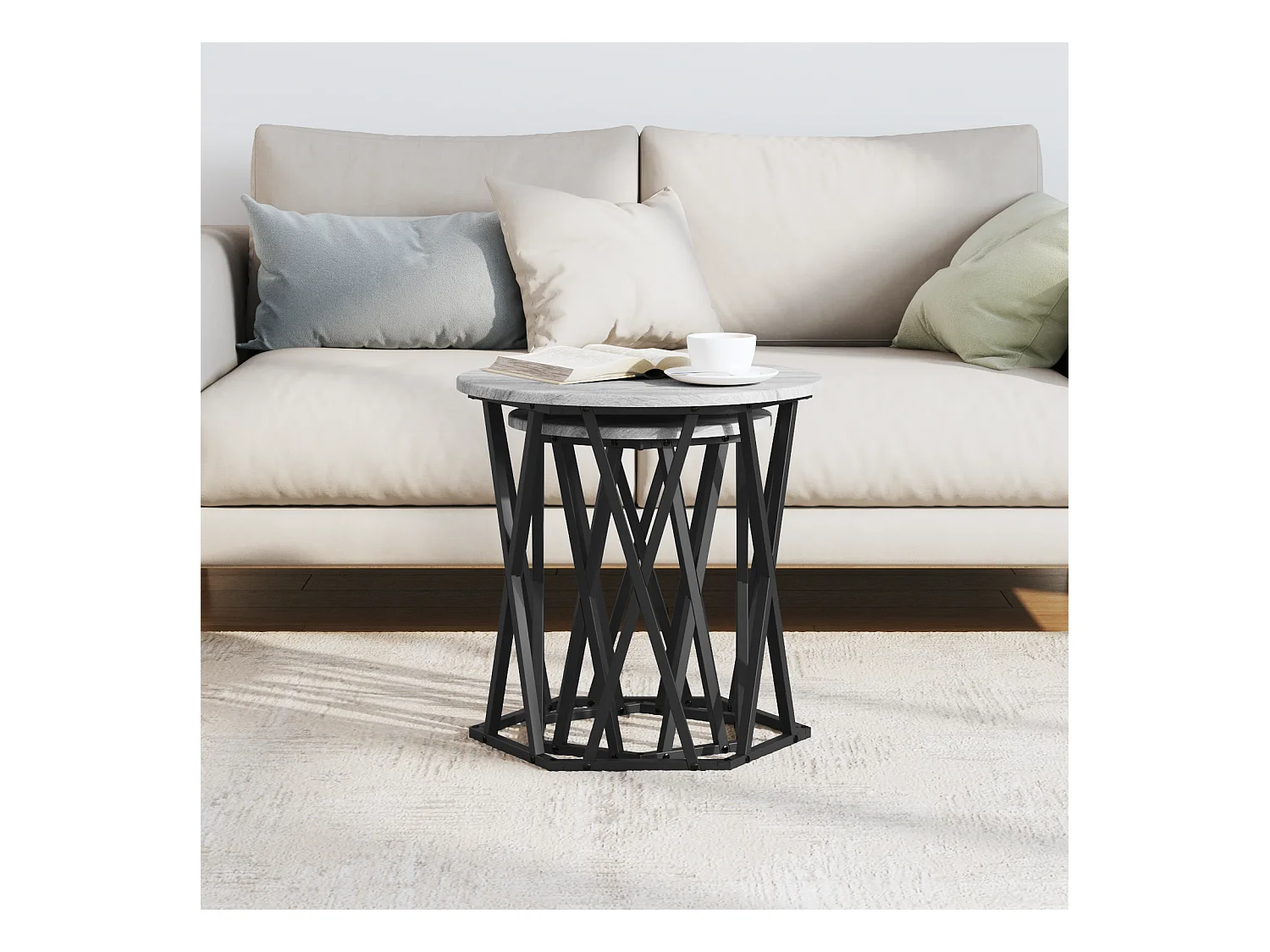 Tables d'appoint 2 pcs Gris Sonoma en bois aggloméré