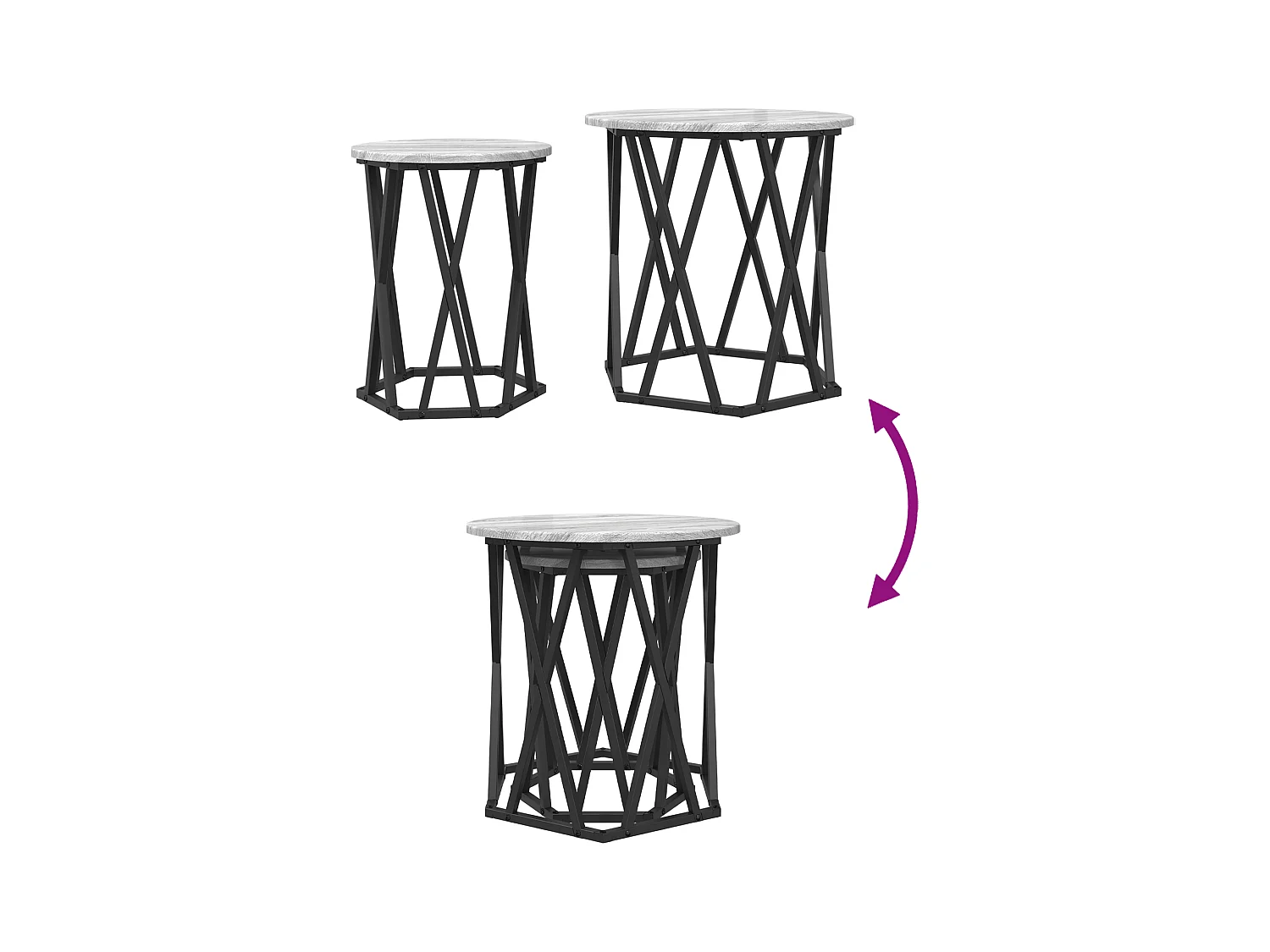 Tables d'appoint 2 pcs Gris Sonoma en bois aggloméré