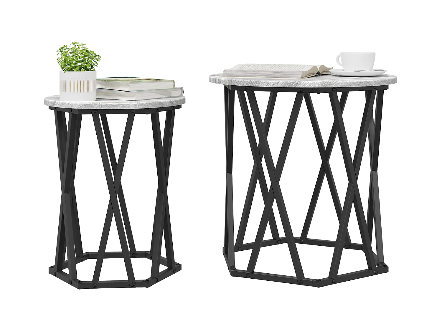 Tables d'appoint 2 pcs Gris Sonoma en bois aggloméré