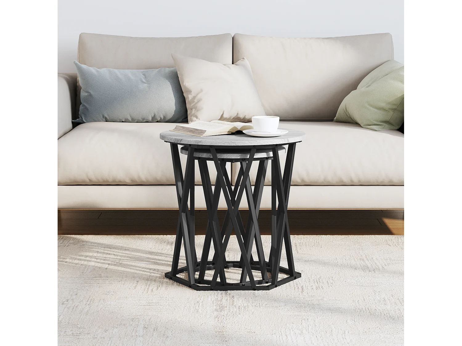 Tables d'appoint 2 pcs Gris Sonoma en bois aggloméré