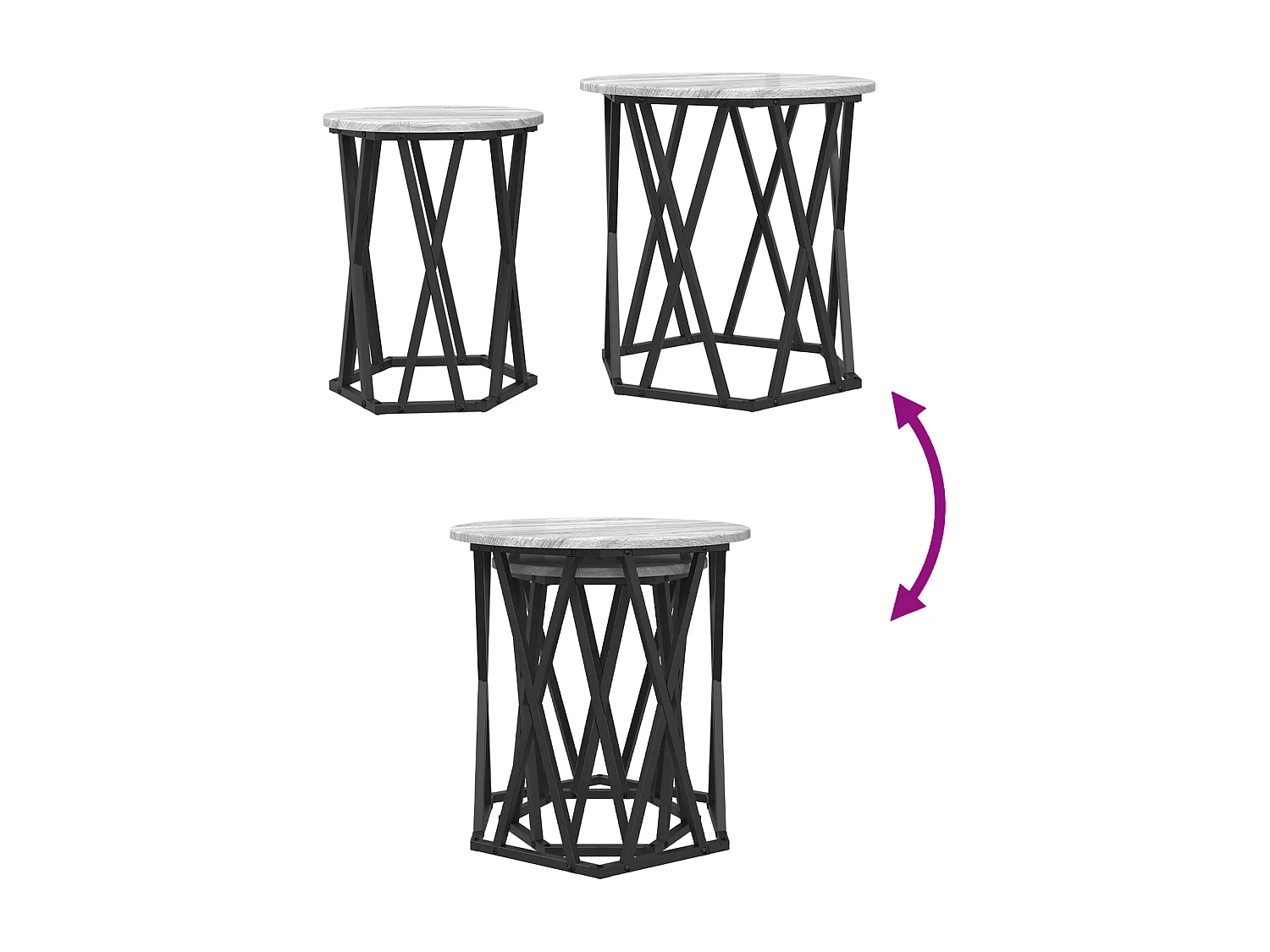 Tables d'appoint 2 pcs Gris Sonoma en bois aggloméré