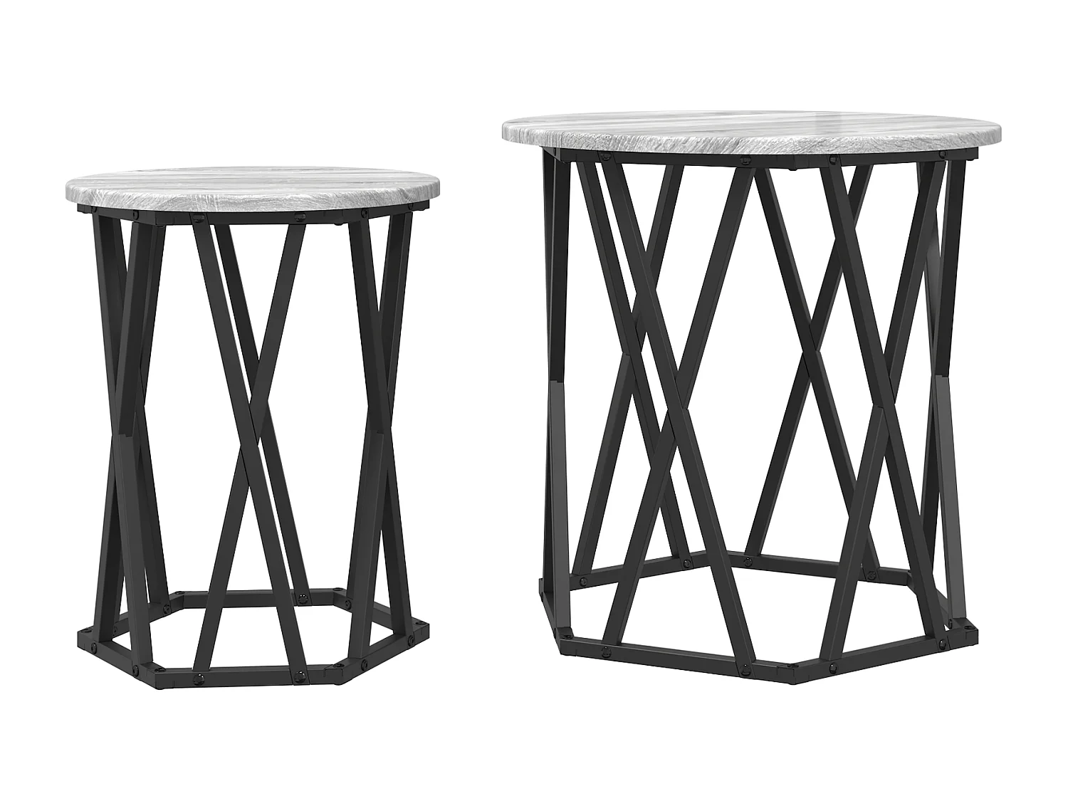 Tables d'appoint 2 pcs Gris Sonoma en bois aggloméré