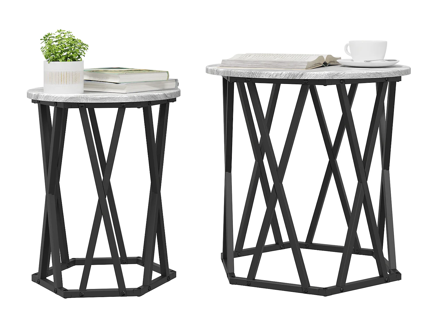 Tables d'appoint 2 pcs Gris Sonoma en bois aggloméré
