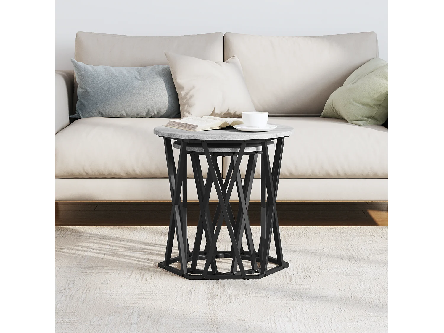 Tables d'appoint 2 pcs Gris Sonoma en bois aggloméré