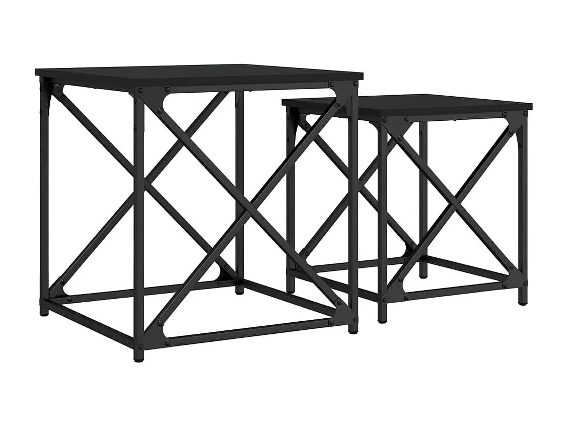 Tables basses gigognes 2 pcs noir bois d'ingénierie