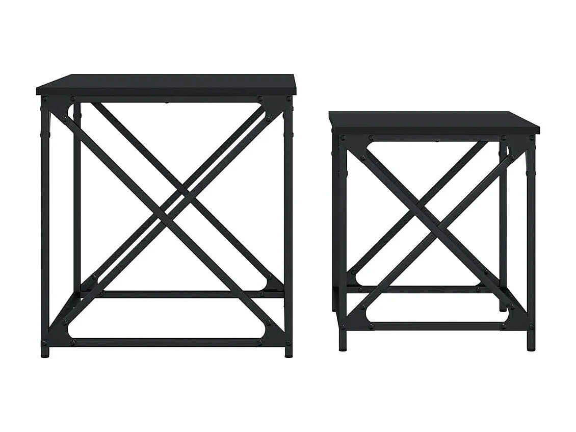 Tables basses gigognes 2 pcs noir bois d'ingénierie