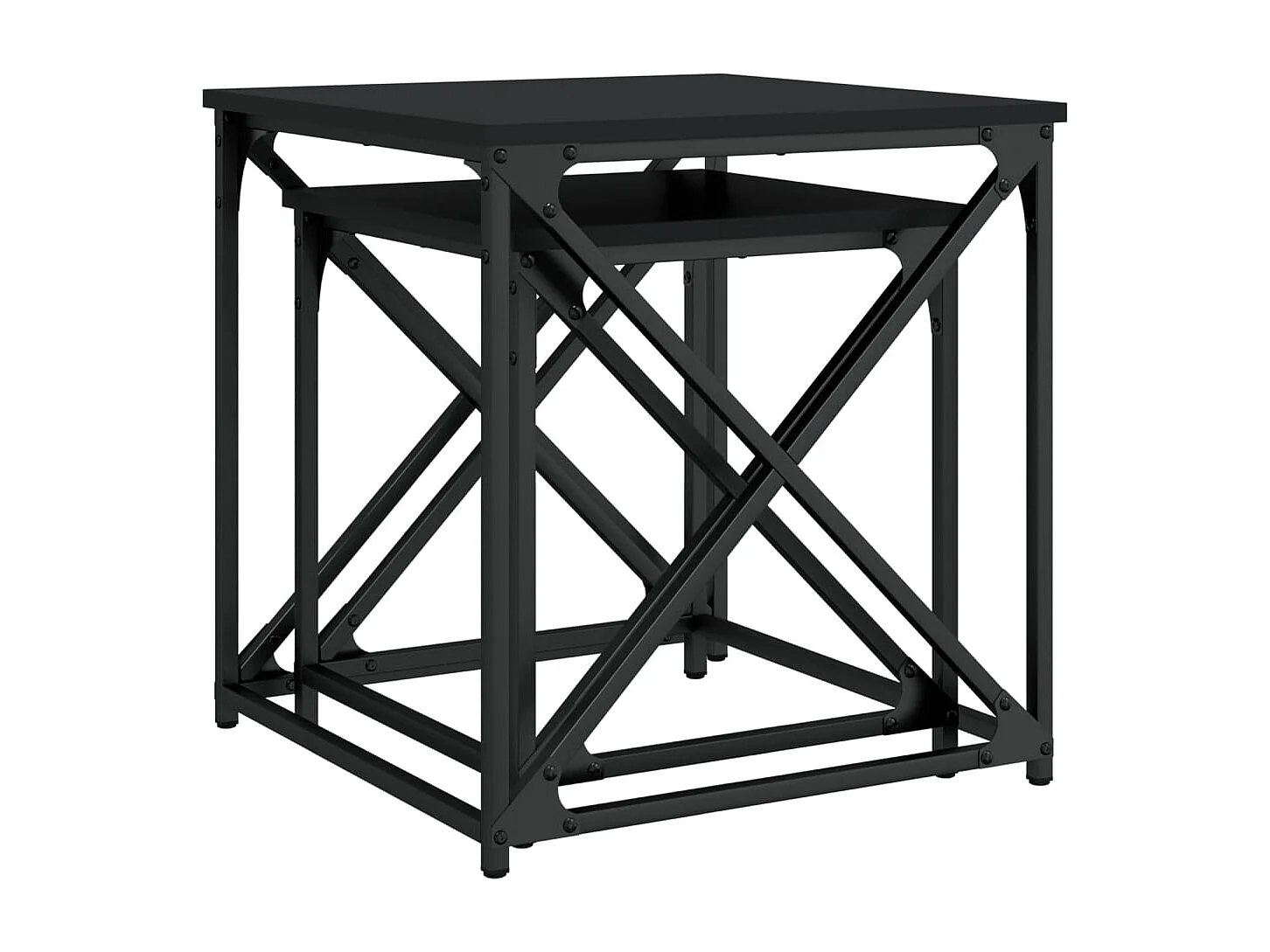 Tables basses gigognes 2 pcs noir bois d'ingénierie