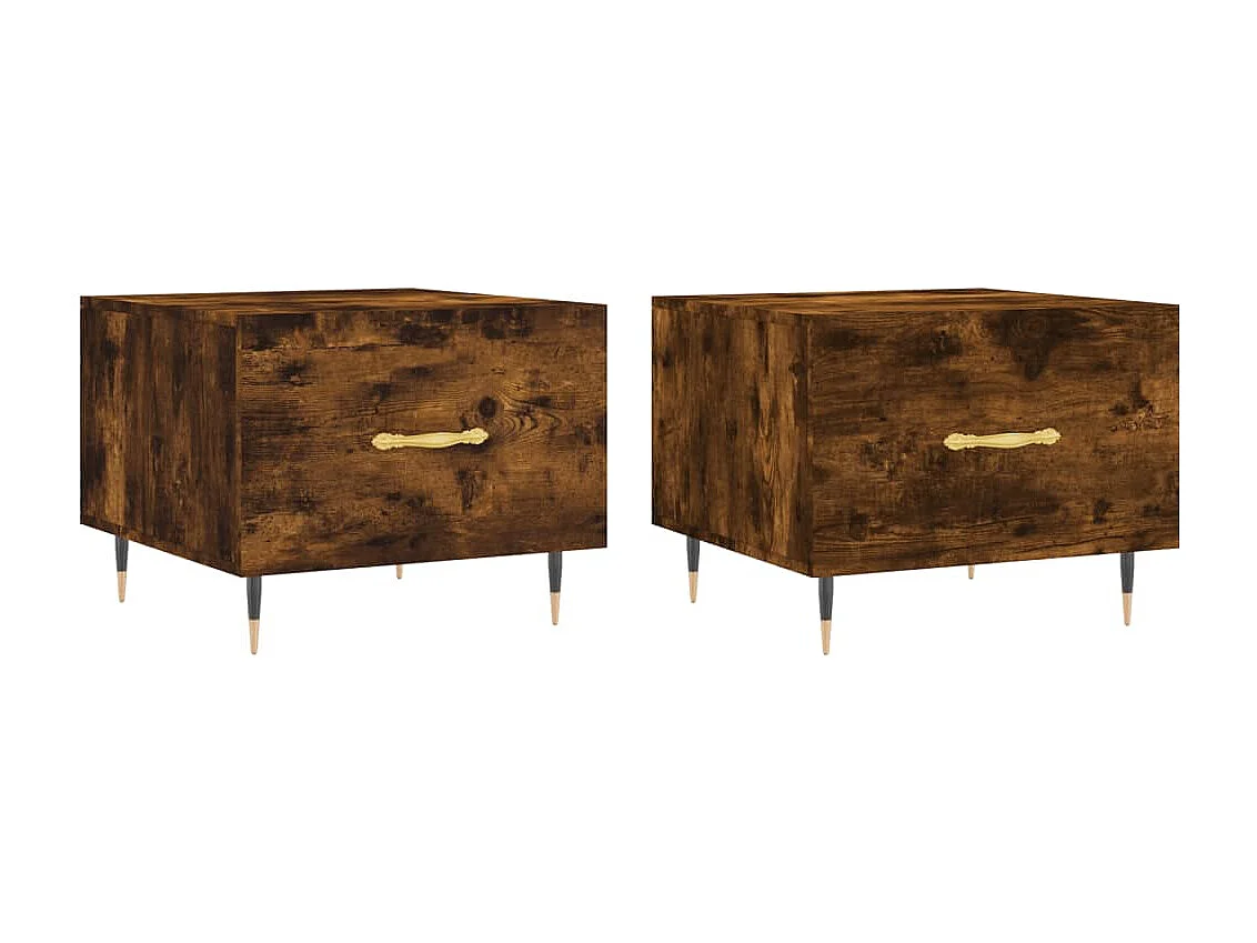Tables basses 2 pcs chêne fumé 50x50x40 cm bois d'ingénierie